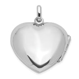 Sterling Silver Heart Locket Pendant with Polished Finish and Subtle Texture for Women