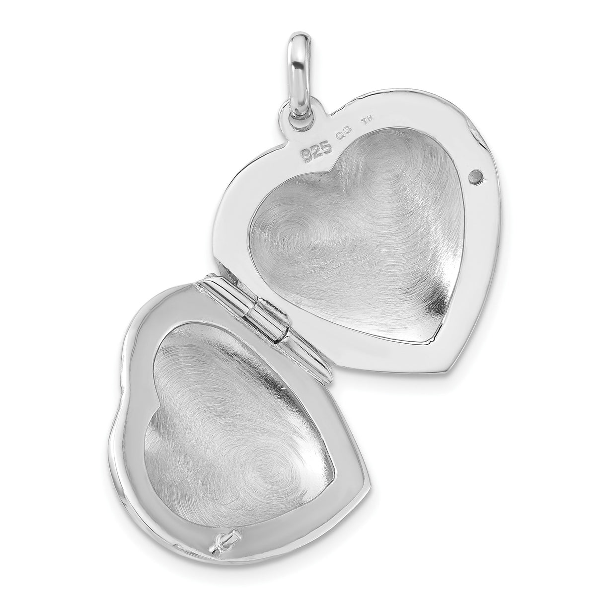 Sterling Silver Heart Locket Pendant with Polished Finish and Subtle Texture for Women