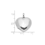 Sterling Silver Heart Locket Pendant with Polished Finish and Subtle Texture for Women