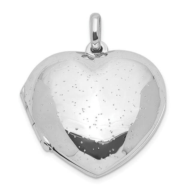 Sterling Silver Heart Locket Pendant with Polished Finish and Subtle Texture for Women
