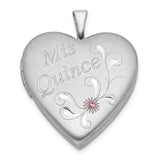 Sterling Silver Heart Locket Pendant with Floral Engraving, Quinceañera Jewelry