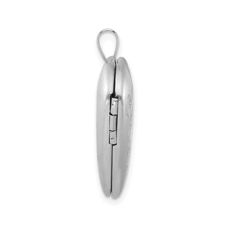 Sterling Silver Heart Locket Pendant with Quince Años Engraving and Floral Detailing