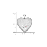Sterling Silver Heart Locket Pendant with Number 15 and Floral Design, Quinceañera Jewelry for Teen Girl