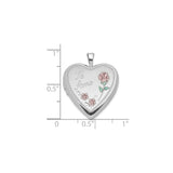 Sterling Silver Heart Locket Pendant with Te Amo and Floral Rose Accents for Women