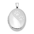Sterling Silver Locket Pendant with Paw Print Design, Pet Memorial Jewelry for Women