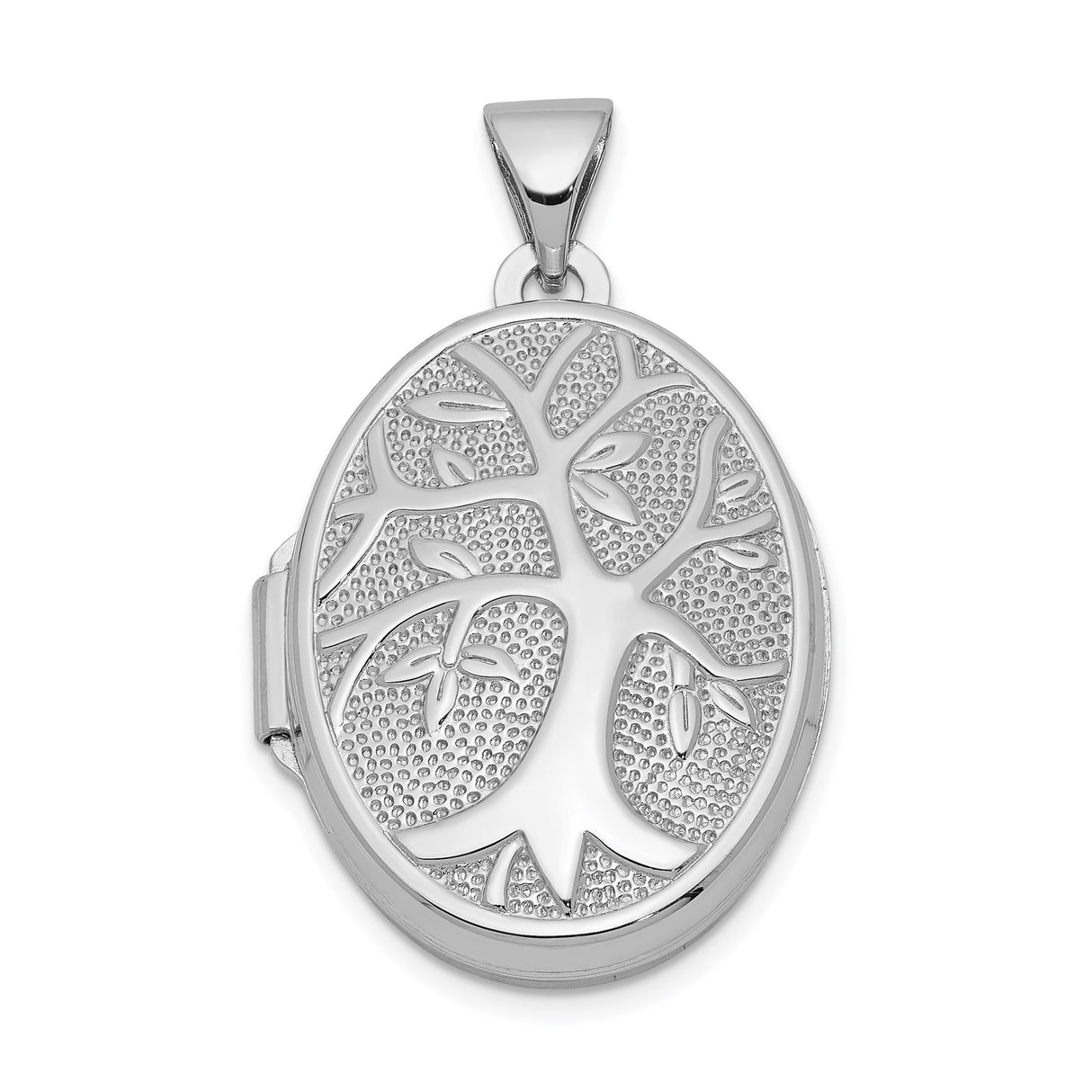 Sterling Silver Oval Tree of Life Locket Pendant with Detailed Nature Design