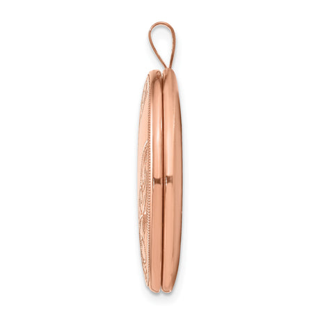 Sterling Silver Rose Gold-Plated Oval Locket Pendant with Floral Scroll Engraving, Vintage Keepsake