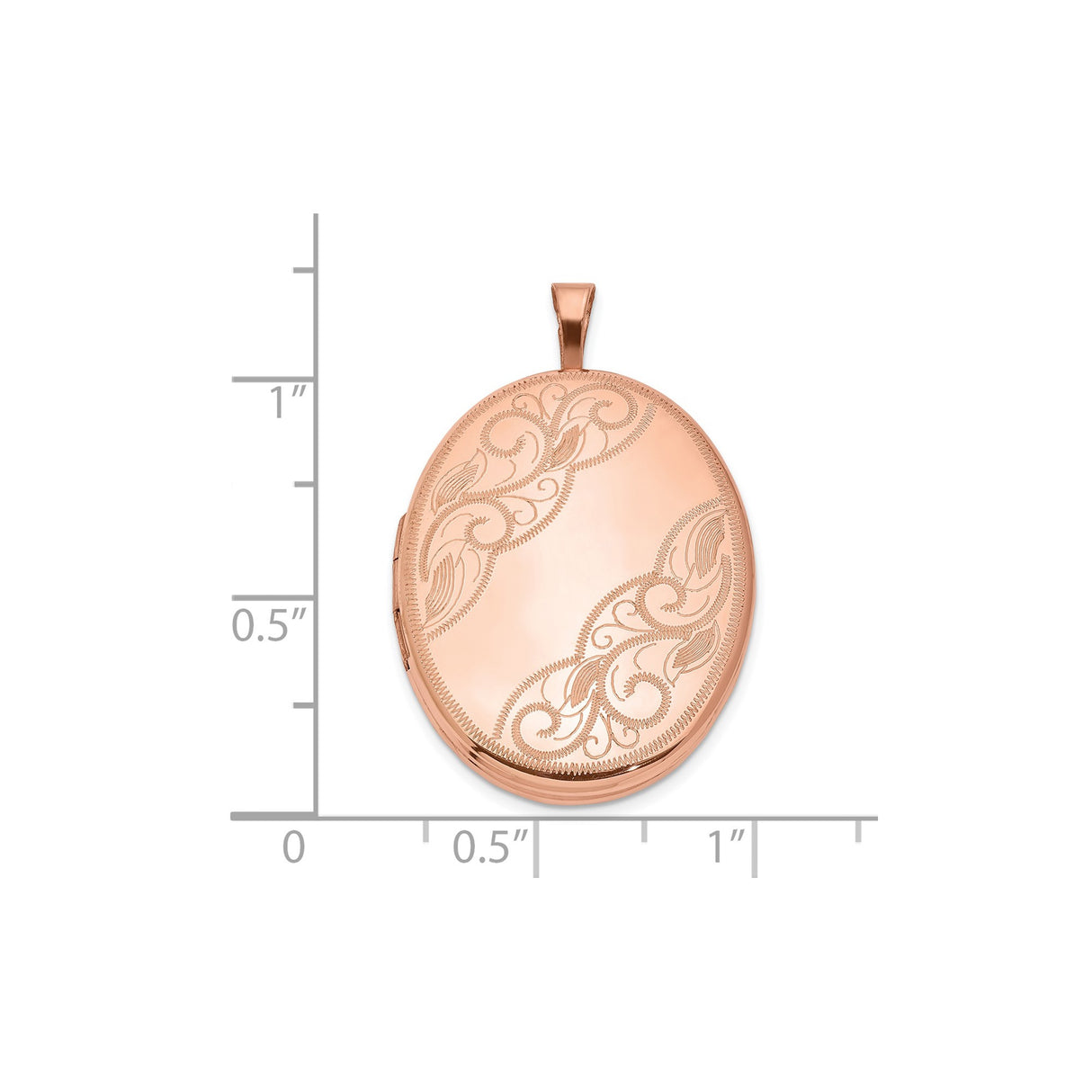 Sterling Silver Rose Gold-Plated Oval Locket Pendant with Floral Scroll Engraving, Vintage Keepsake