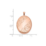 Sterling Silver Rose Gold-Plated Oval Locket Pendant with Floral Scroll Engraving, Vintage Keepsake