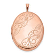 Sterling Silver Rose Gold-Plated Oval Locket Pendant with Floral Scroll Engraving, Vintage Keepsake