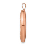 Sterling Silver Oval Locket Pendant with Laurel Wreath Engraving, Rose Gold Plated Finish