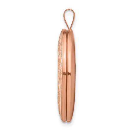 Sterling Silver Oval Locket Pendant with Laurel Wreath Engraving, Rose Gold Plated Finish