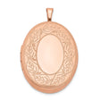 Sterling Silver Oval Locket Pendant with Laurel Wreath Engraving, Rose Gold Plated Finish