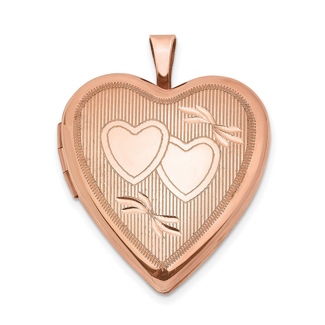 20mm Double Hearts Heart Locket Charm Pendant in Real 925 Sterling Silver