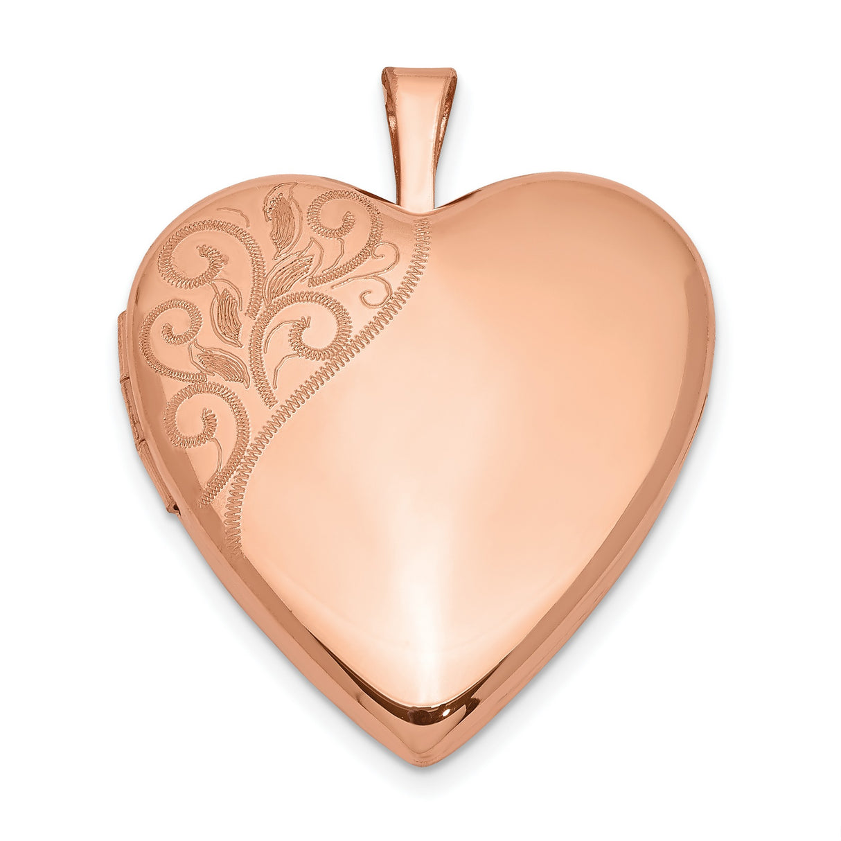 20mm Polished Swirl Heart Locket Charm Pendant in Real 925 Sterling Silver
