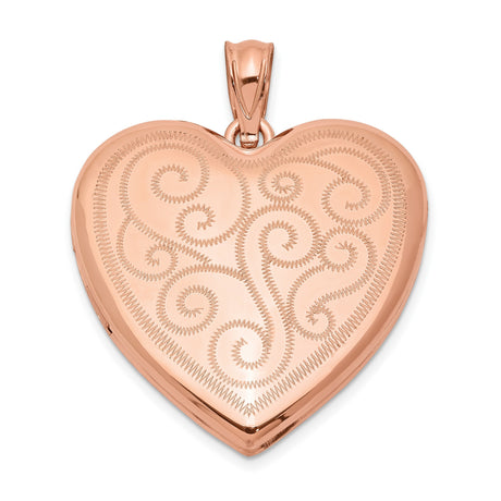 Sterling Silver Heart Locket Pendant with Rose Gold Scrollwork, Vintage Keepsake Design for Women