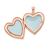 Sterling Silver Heart Locket Pendant with Rose Gold Plating and Floral Scroll Engraving