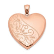 Sterling Silver Heart Locket Pendant with Rose Gold Plating and Floral Scroll Engraving