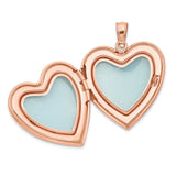 Sterling Silver Heart Locket Pendant with Rose Gold Plating, Smooth Polished Engravable Design