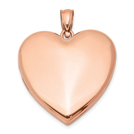 Sterling Silver Heart Locket Pendant with Rose Gold Plating, Smooth Polished Engravable Design