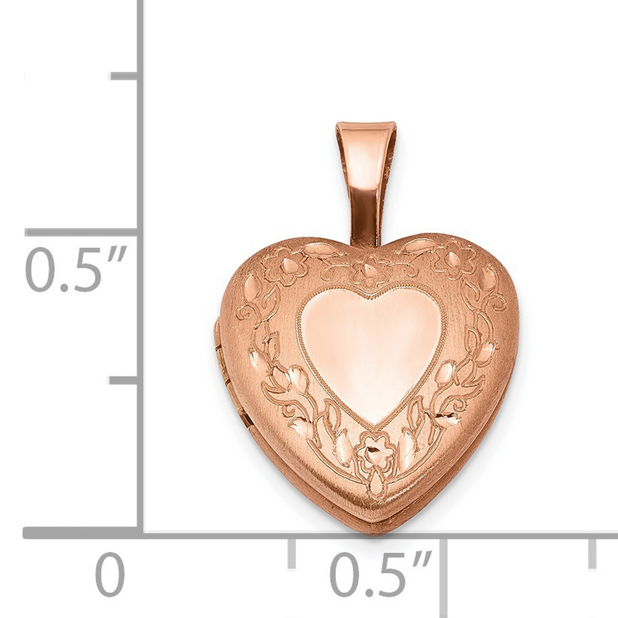Rose Flower Border 12mm Heart Locket Charm Pendant in Real 925 Sterling Silver