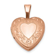 Rose Flower Border 12mm Heart Locket Charm Pendant in Real 925 Sterling Silver
