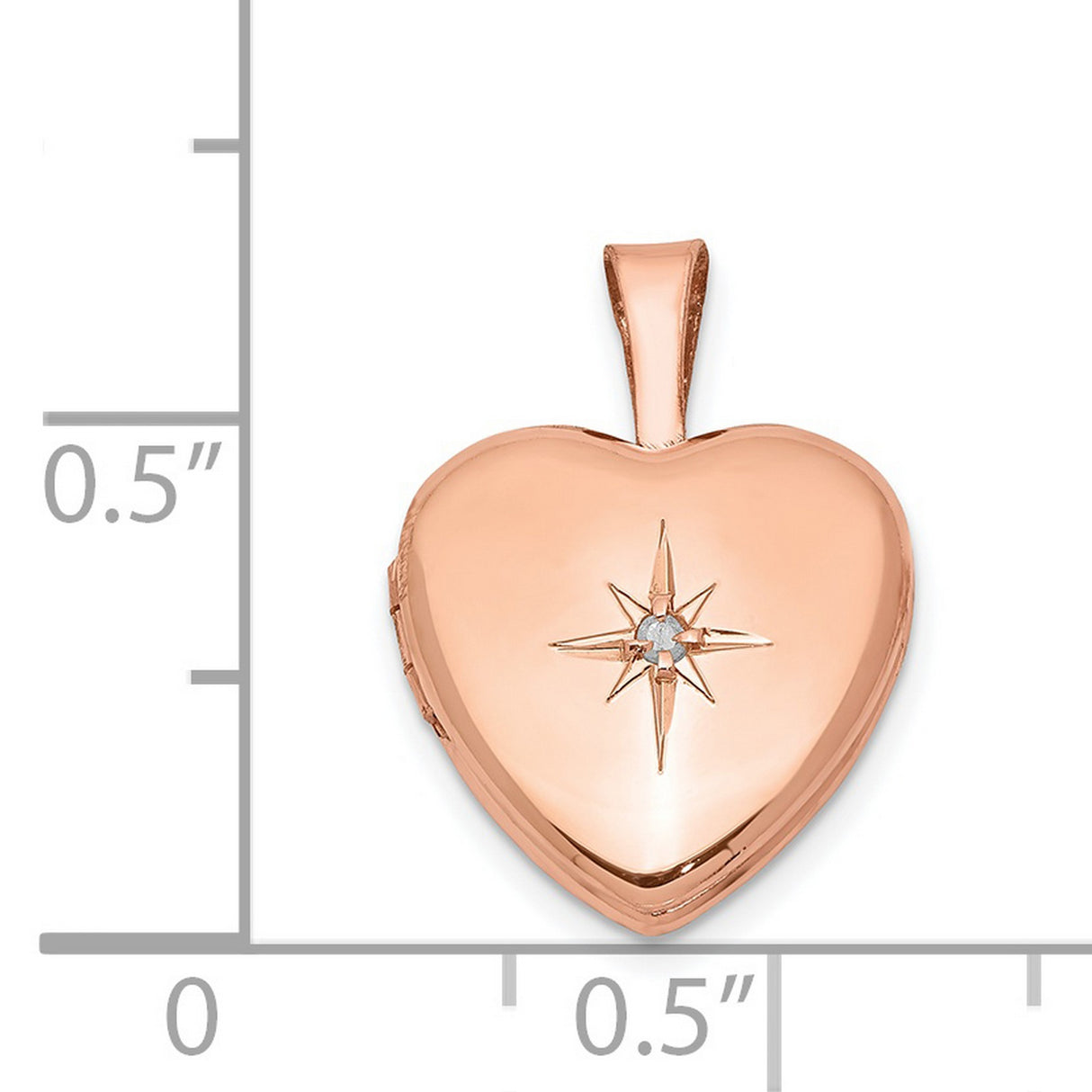 Diamond Polished 12mm Heart Locket Charm Pendant in Real 925 Sterling Silver