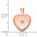 Diamond Polished 12mm Heart Locket Charm Pendant in Real 925 Sterling Silver