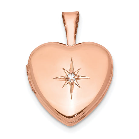 Diamond Polished 12mm Heart Locket Charm Pendant in Real 925 Sterling Silver