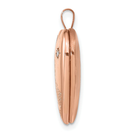Sterling Silver Heart Locket Pendant with Diamond Accent, Rose Gold Footprints and Star Design