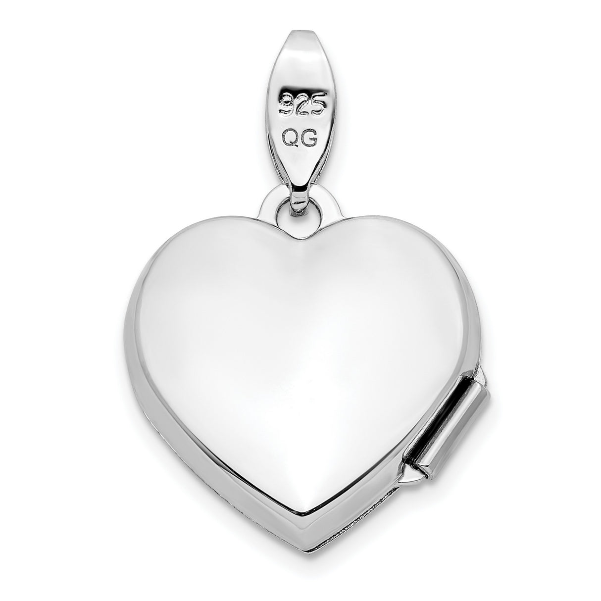 Polished Filigree Diamond Heart Locket Charm Pendant in Real 925 Sterling Silver