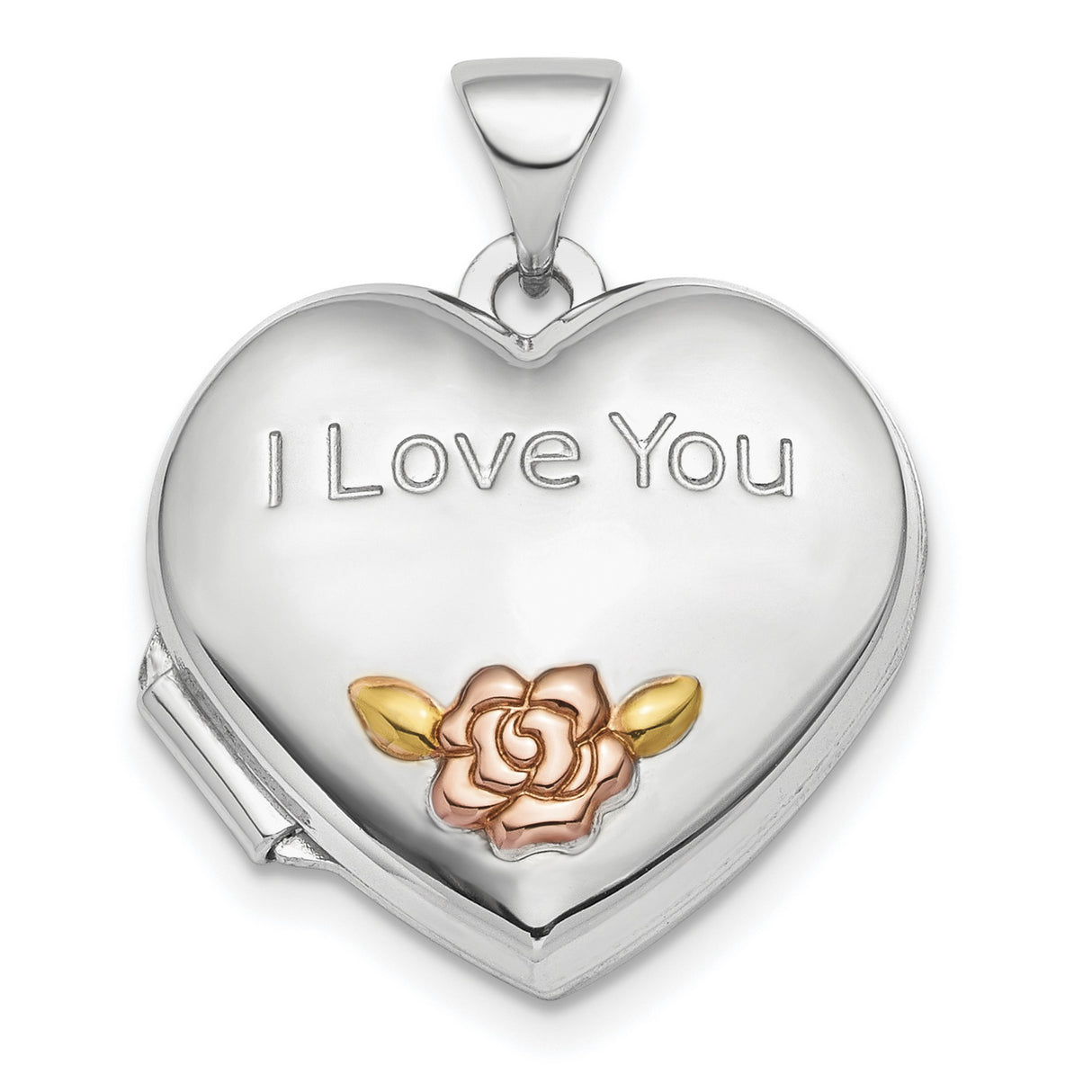 Gold tone Flower I Love You Locket Charm Pendant in Real 925 Sterling Silver