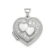 Sterling Silver Heart Locket Pendant with Interlocking Hearts and Scrollwork Engraving