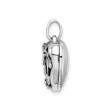 Sterling Silver Heart Locket Pendant with Floral and Vine Motif, Vintage Inspired