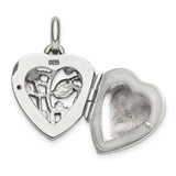 Sterling Silver Heart Locket Pendant with Floral and Vine Motif, Vintage Inspired