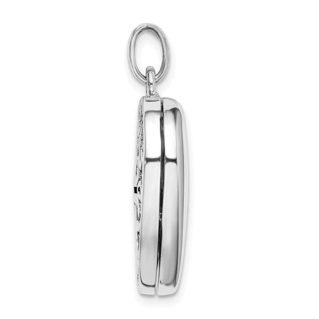 Sterling Silver Heart Locket Pendant with Cross and Scroll Design, Christian Faith Jewelry