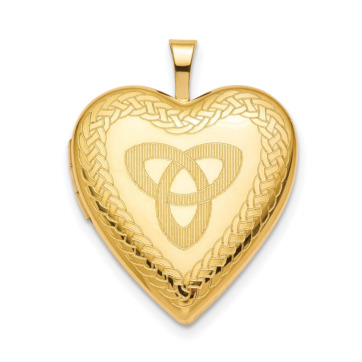 Celtic Triquetra Sign On Shaped Heart Locket Charm Pendant in Real 925 Sterling SIlver