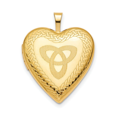 Celtic Triquetra Sign On Shaped Heart Locket Charm Pendant in Real 925 Sterling SIlver