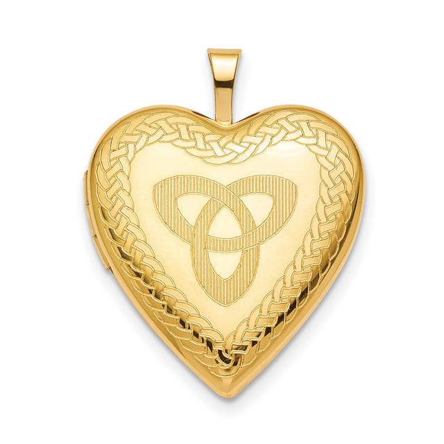 Celtic Triquetra Sign On Shaped Heart Locket Charm Pendant in Real 925 Sterling SIlver