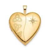 Diamond Celtic Triquetra Symbol On Heart Shaped Locket Charm Pendant in Real 925 Sterling SIlver