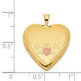 Two-Tone Claddagh Pink Heart Locket Charm Pendant in Real 925 Sterling SIlver