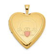 Two-Tone Claddagh Pink Heart Locket Charm Pendant in Real 925 Sterling SIlver