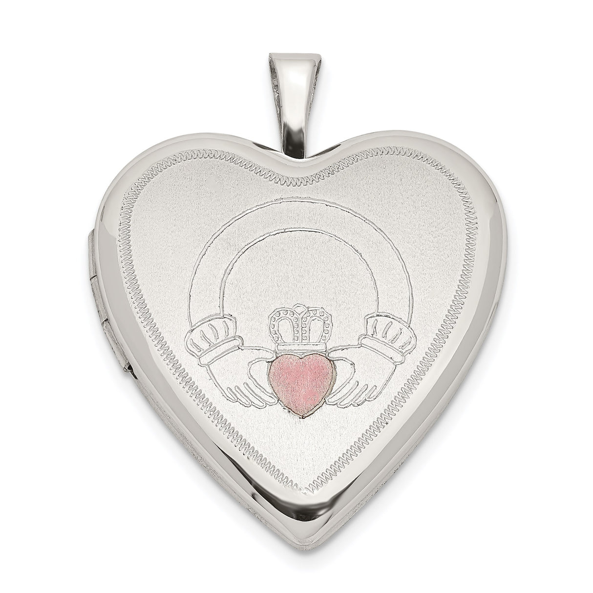 Sterling Silver Claddagh Heart Locket Pendant, Celtic Love Loyalty Friendship Design