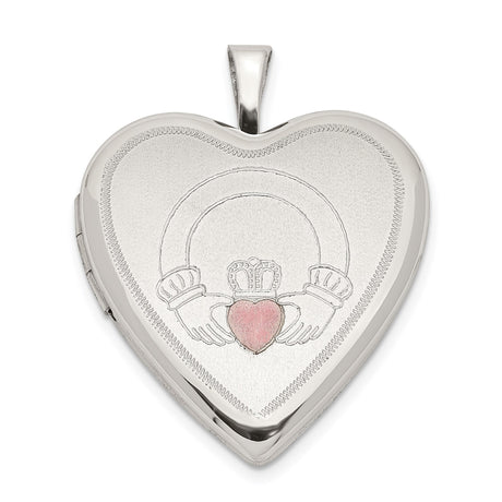 Sterling Silver Claddagh Heart Locket Pendant, Celtic Love Loyalty Friendship Design