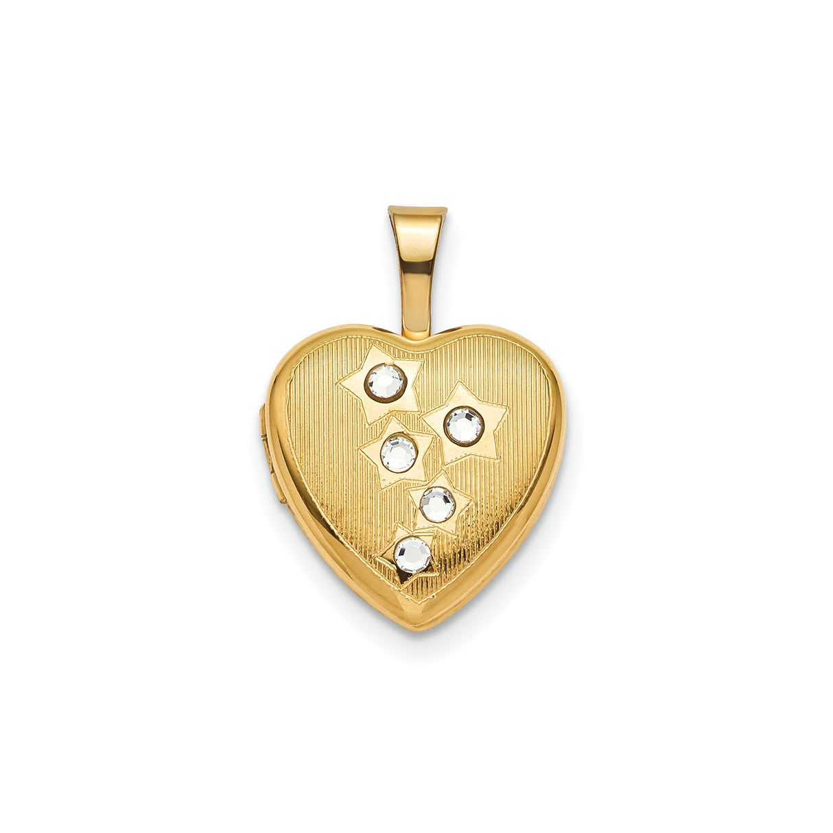 Gold Plated 12mm Star CZ Heart Locket Charm Pendant in Real 925 Sterling SIlver