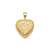 Gold Plated 12mm Star CZ Heart Locket Charm Pendant in Real 925 Sterling SIlver