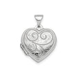 Sterling Silver Heart Locket Pendant with Scrollwork and Floral Engravings