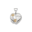 Floral Mom Heart Locket Charm Pendant in Real 925 Sterling Silver