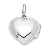 Sterling Silver Heart Locket Pendant with Smooth Polished Finish for Women