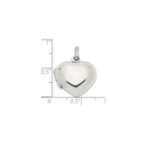 Sterling Silver Heart Locket Pendant with Smooth Polished Finish for Women